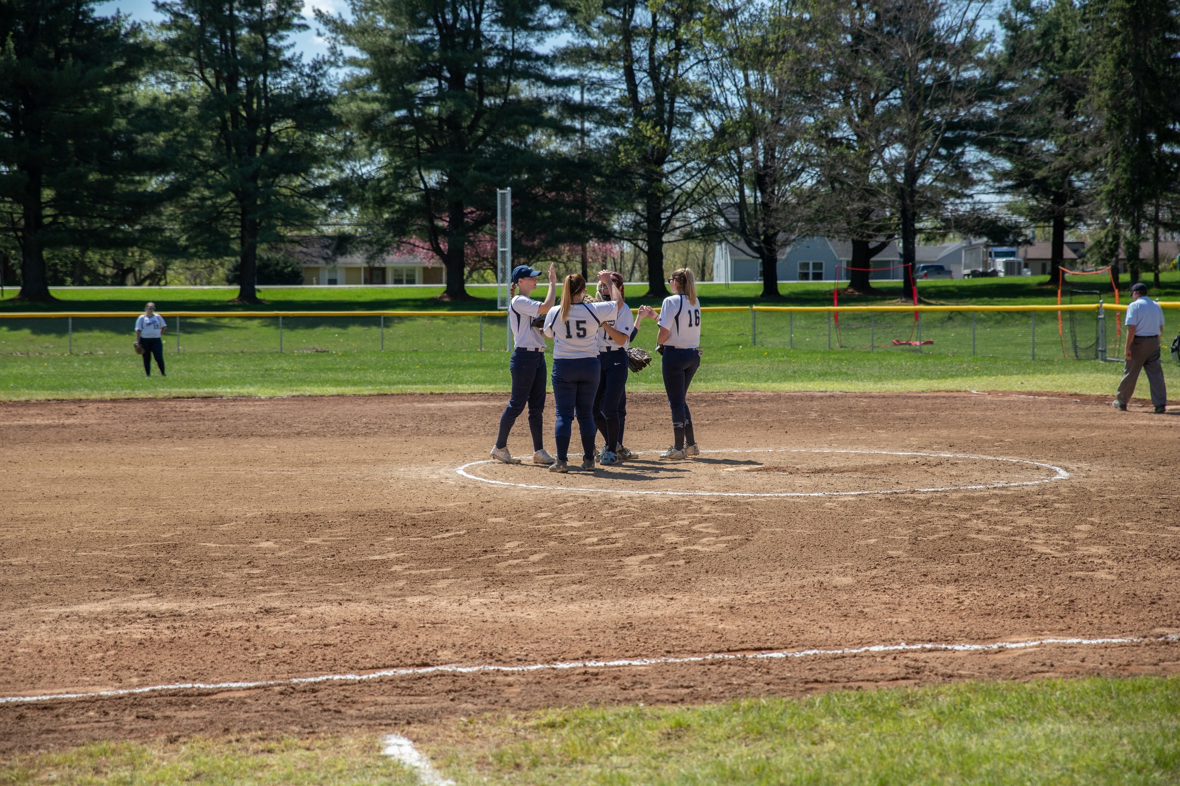 Softball team at home field